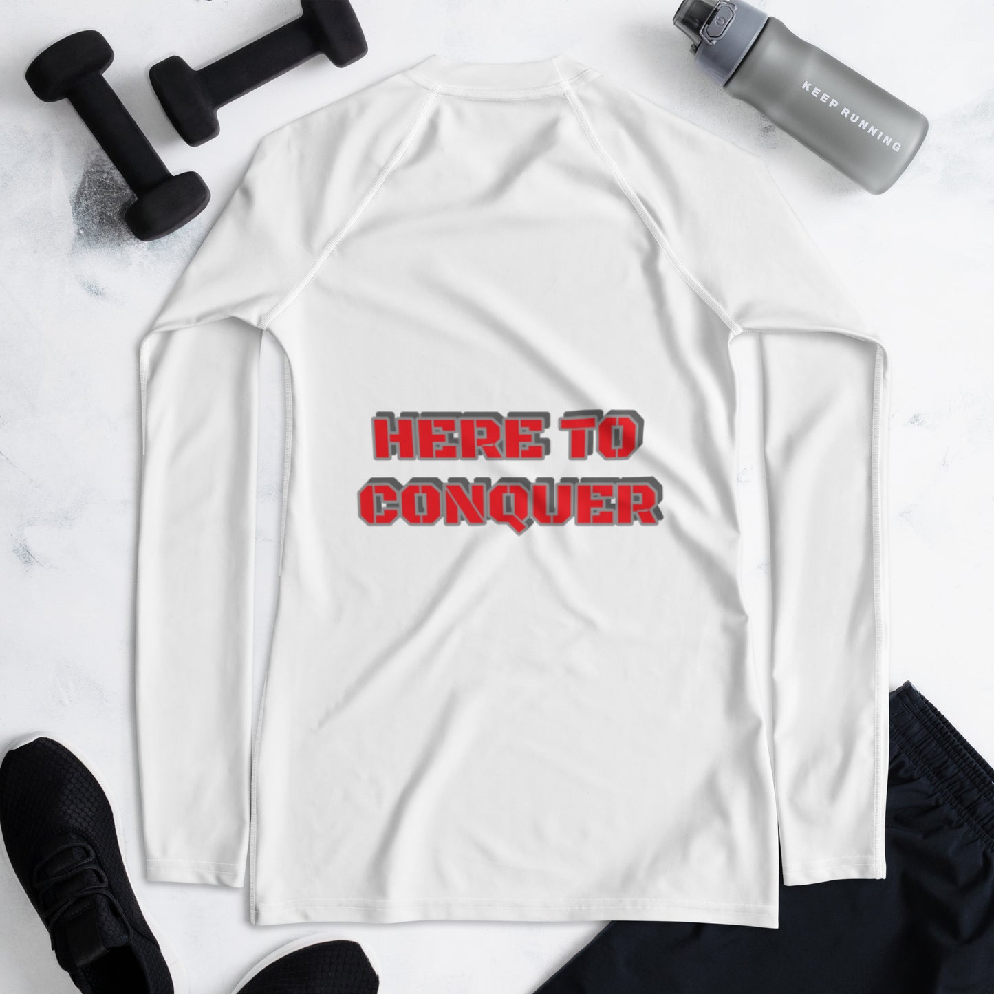 Women's Rash Guard- Red- Here to Conquer