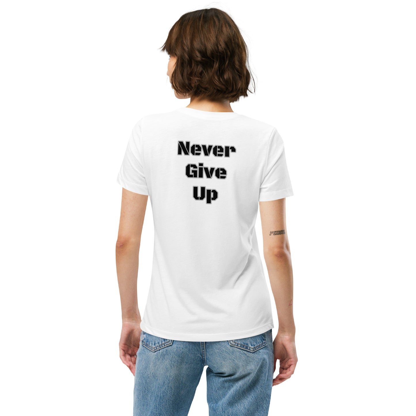 Women’s tri-blend t-shirt- Black- Never give up