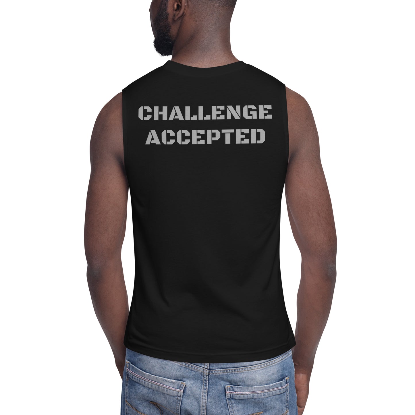 Muscle Shirt- Silver- Challenge Accepted