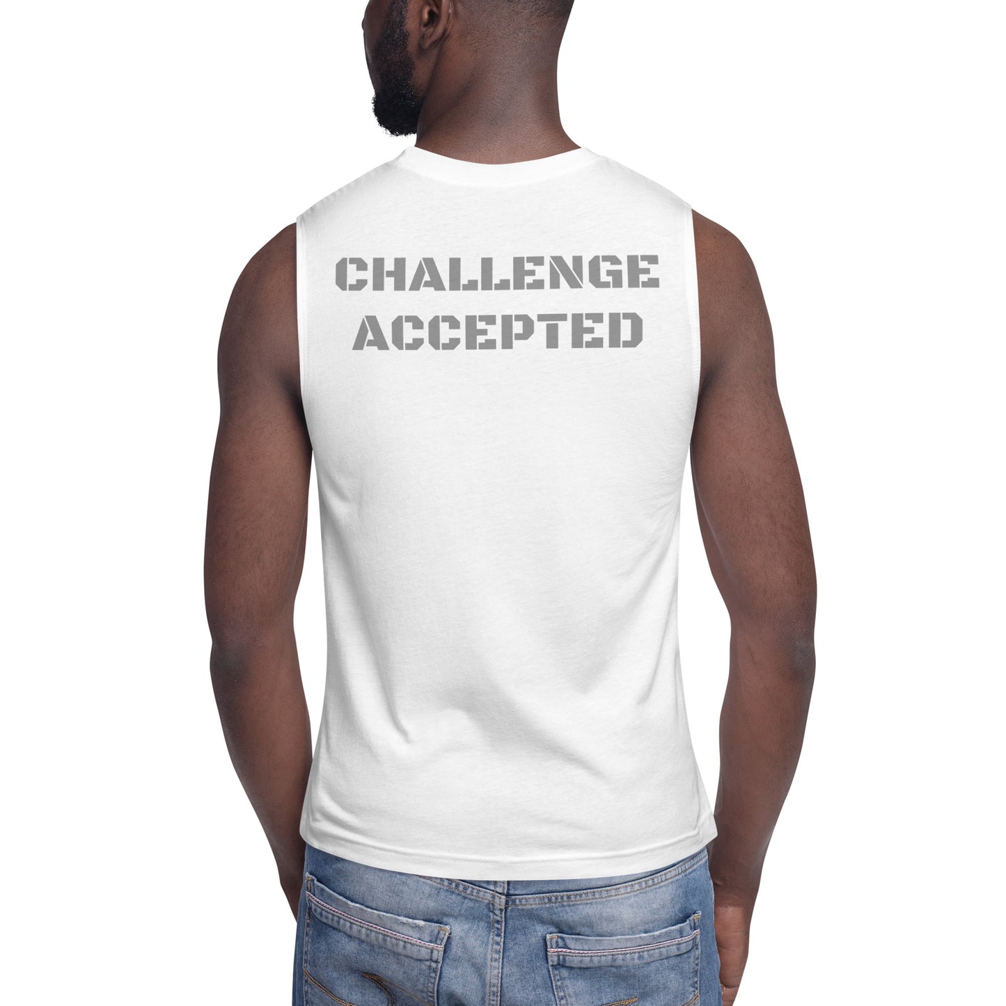 Muscle Shirt- Silver- Challenge Accepted