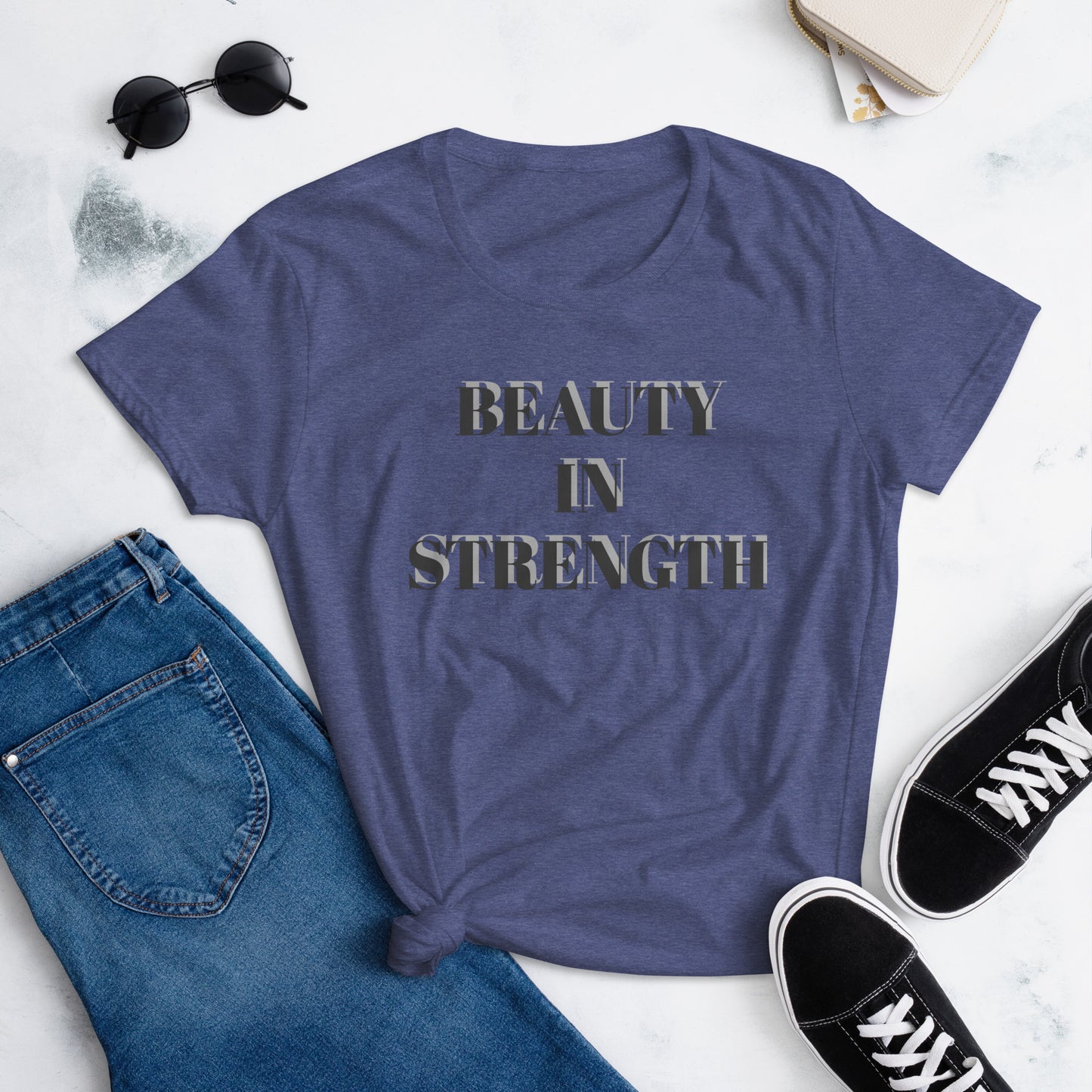 Women's short sleeve t-shirt- Black- Beauty/Strength