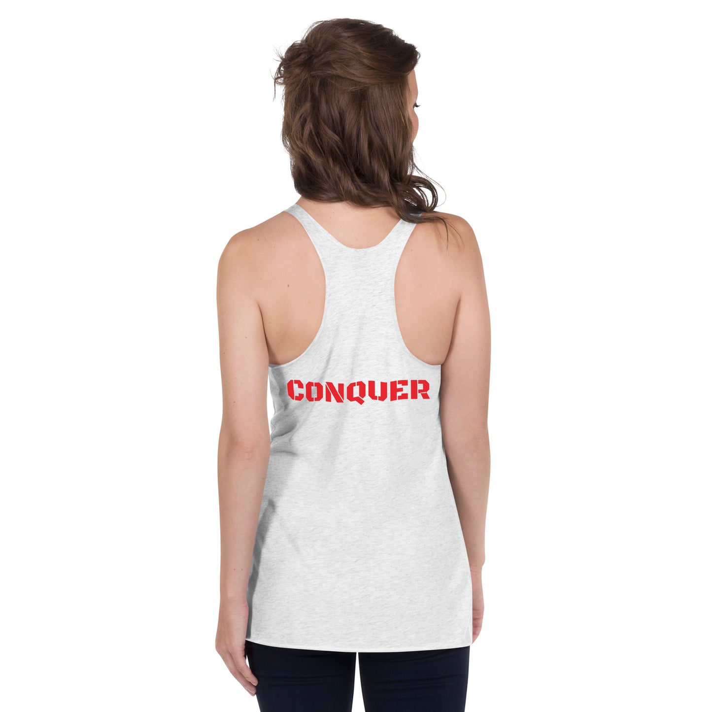 Women's Racerback Tank- Red-Conquer