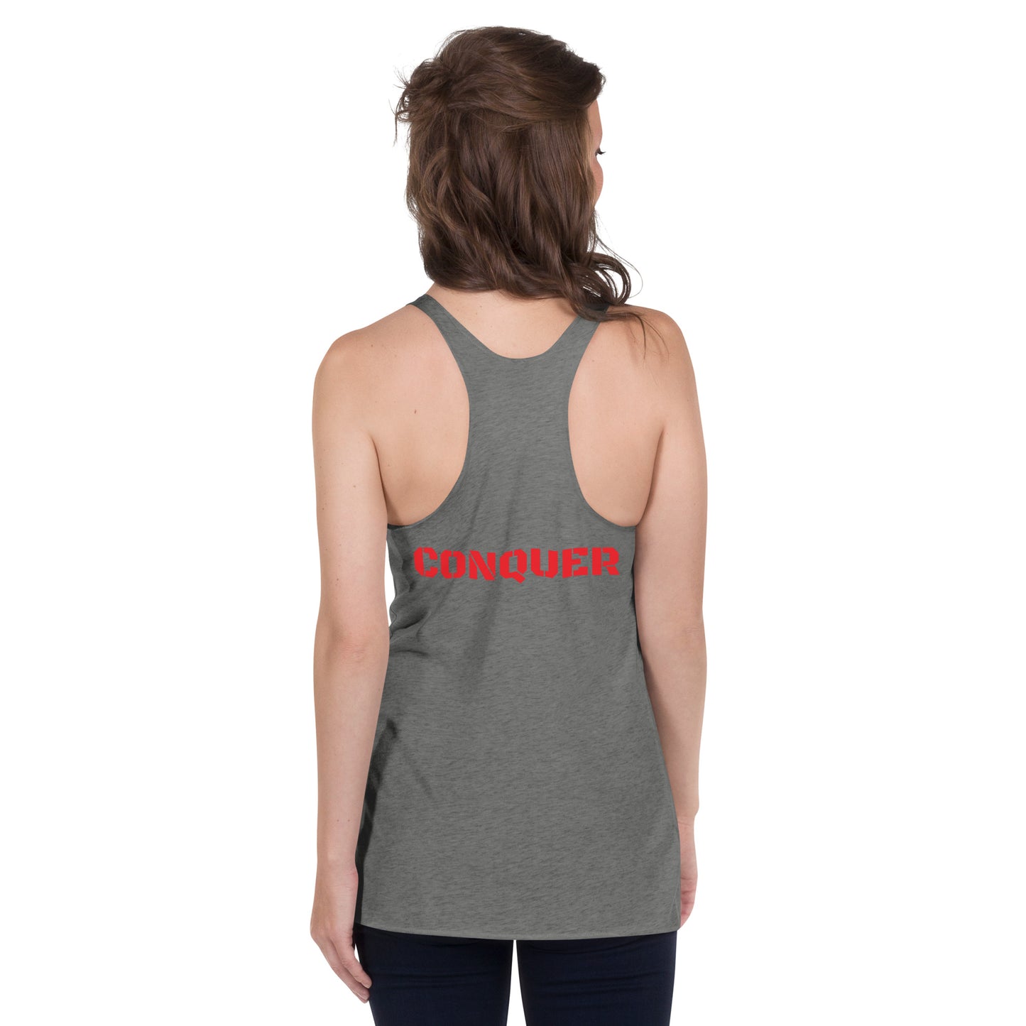 Women's Racerback Tank- Red-Conquer