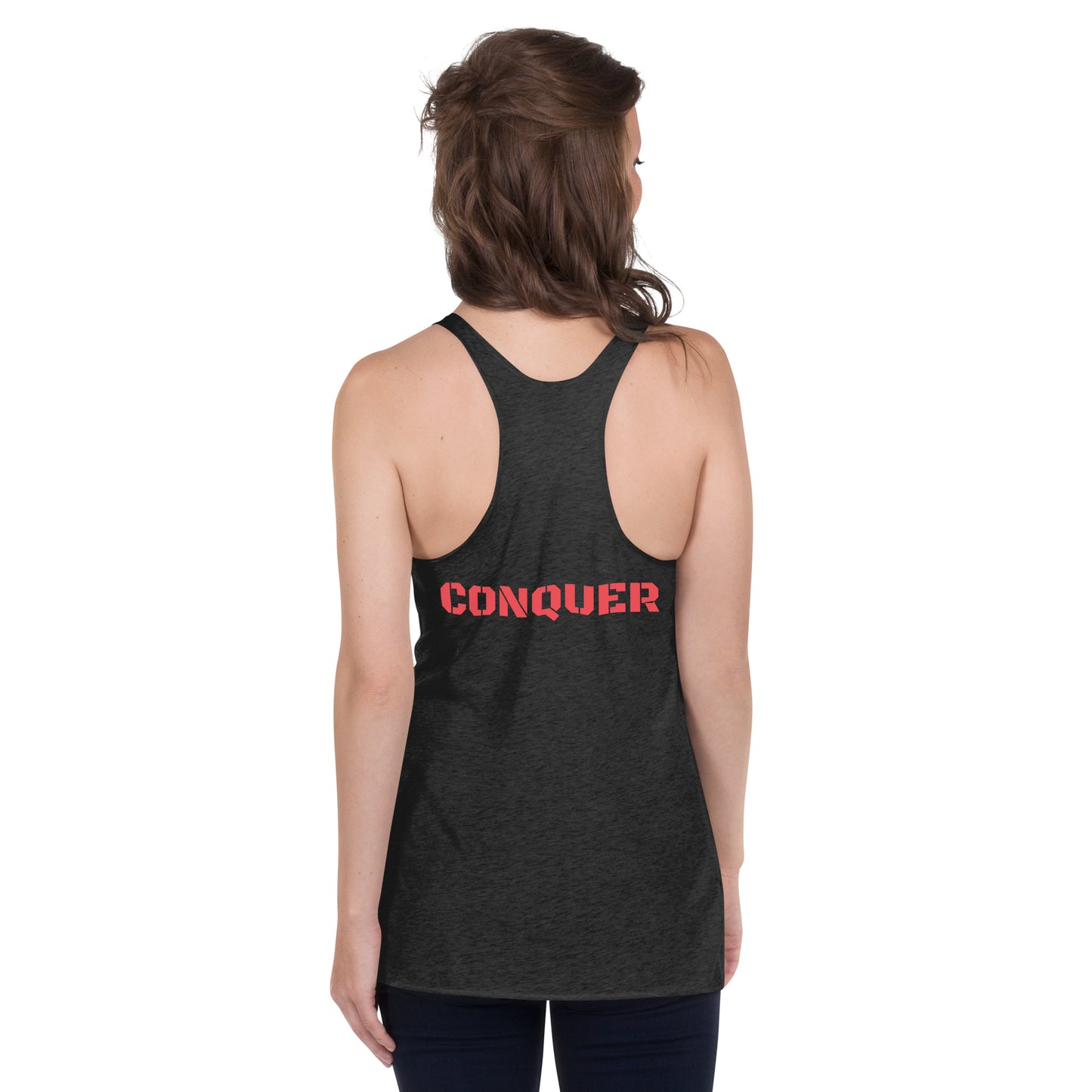 Women's Racerback Tank- Red-Conquer
