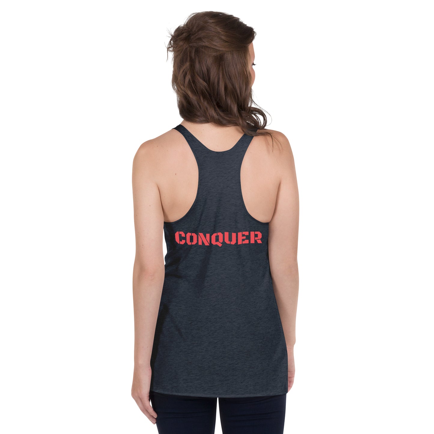 Women's Racerback Tank- Red-Conquer