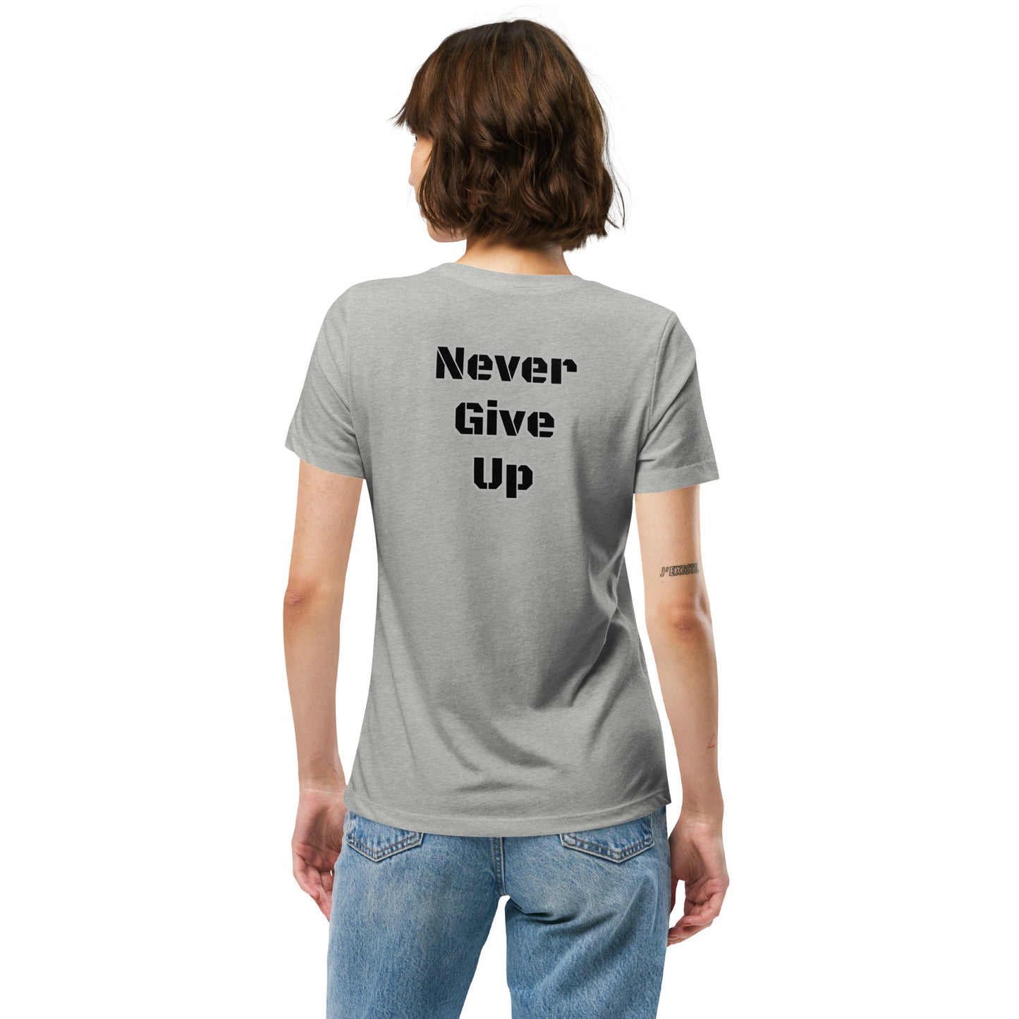 Women’s  tri-blend t-shirt- Black- Never give up