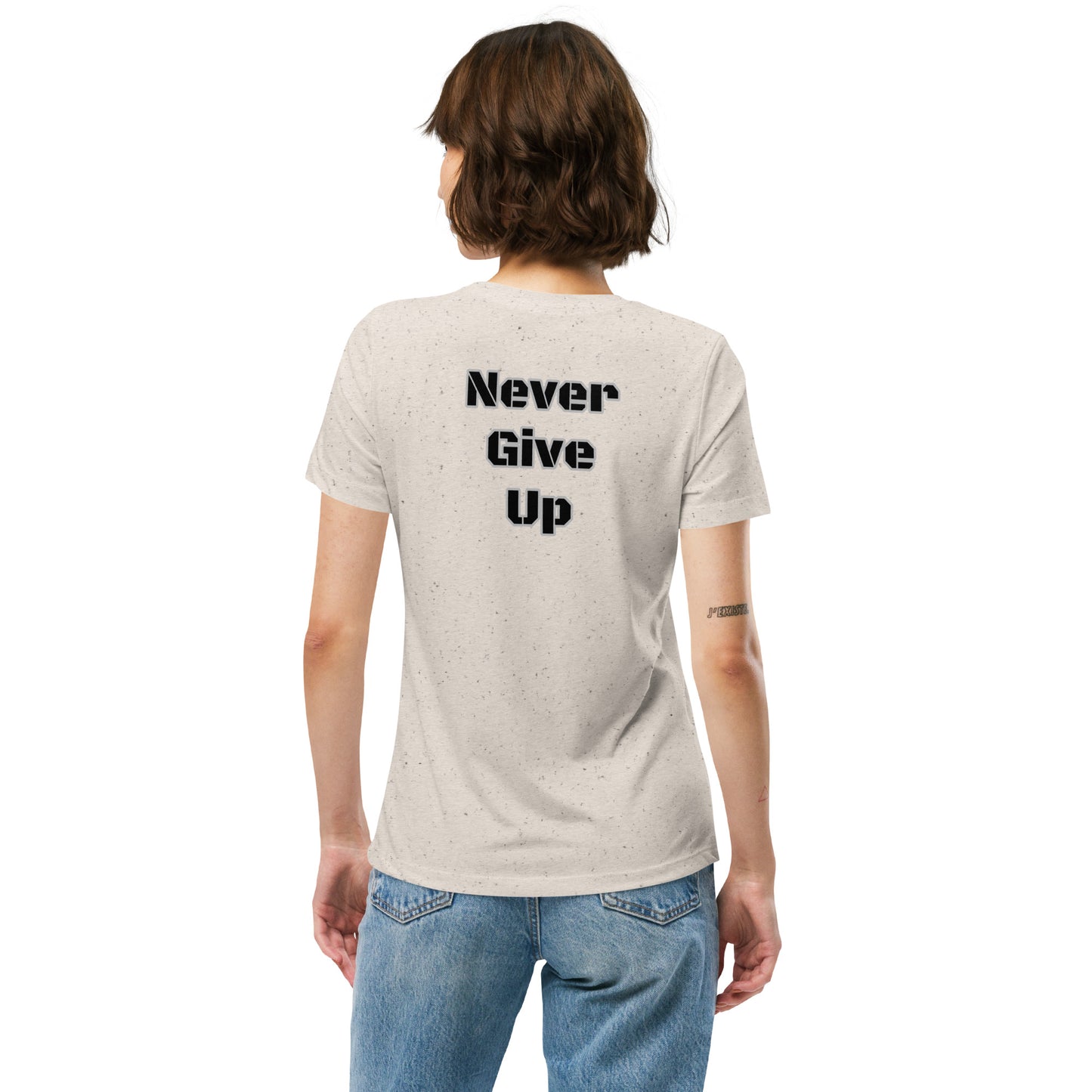 Women’s  tri-blend t-shirt- Black- Never give up