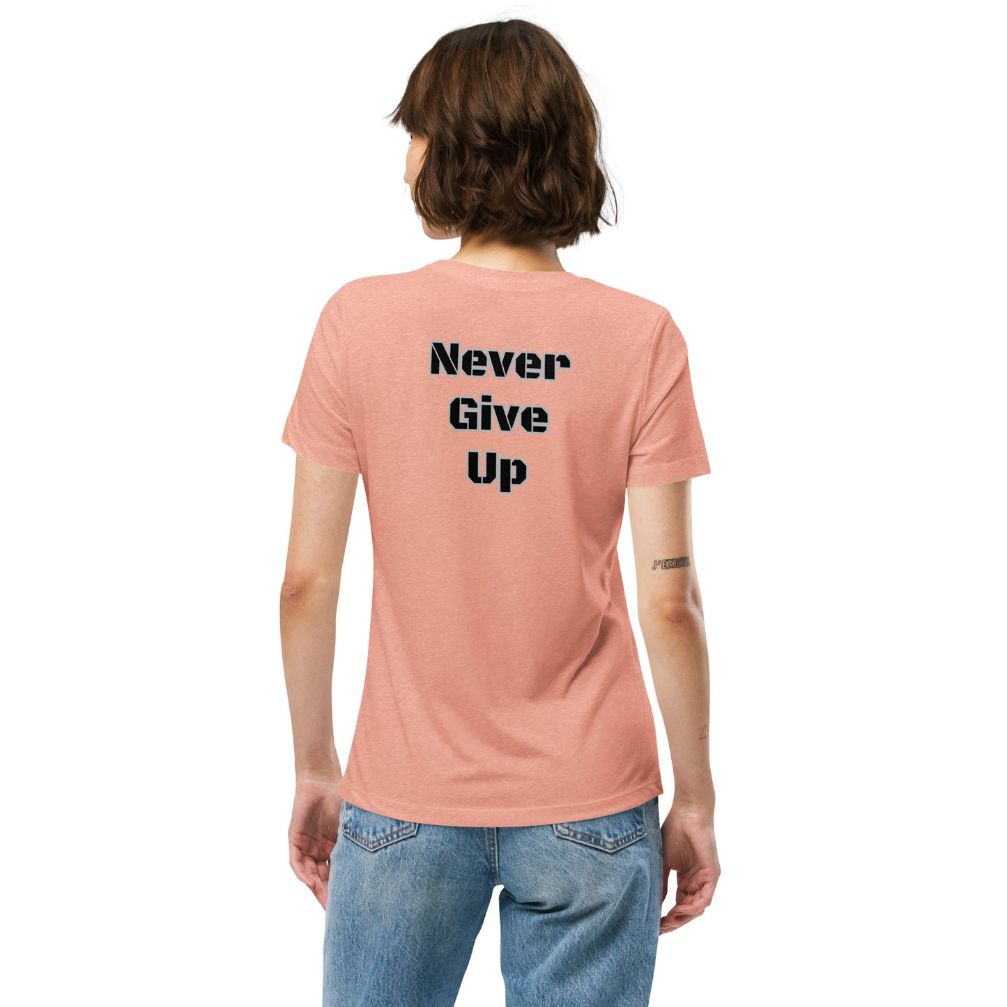 Women’s  tri-blend t-shirt- Black- Never give up